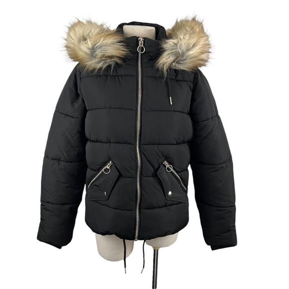 NWT TOPSHOP Black Winter Coat (6)‎ - Picture 1 of 8